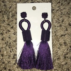 Dark purple fringe earrings